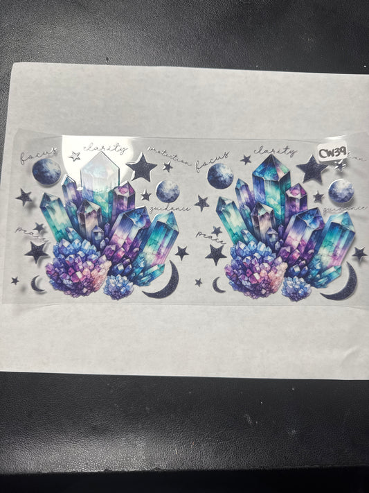 CW39 Purple/BlueTeal Crystal moon and star crystal witchy style uvdtf