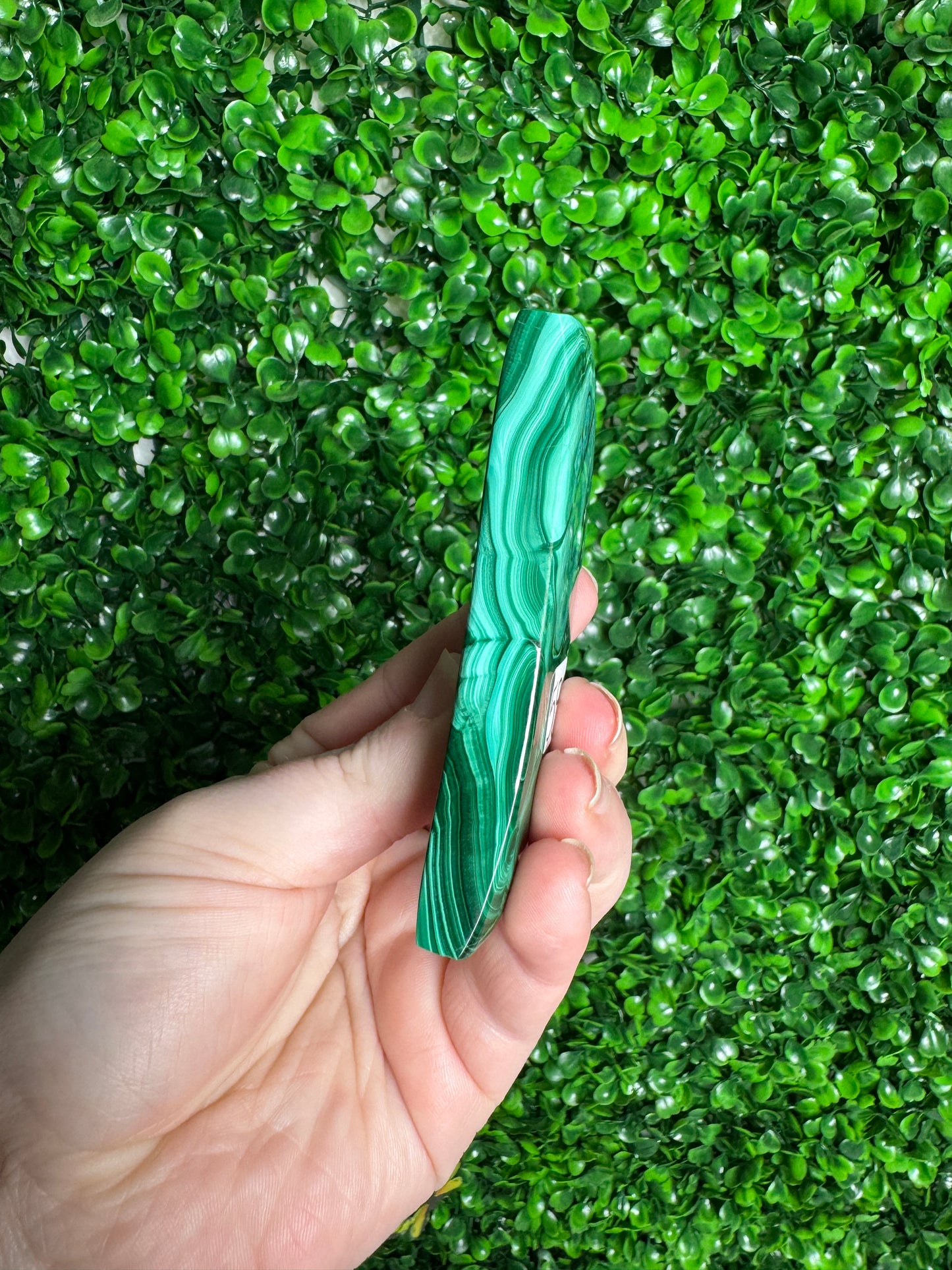 Malachite moon carvings