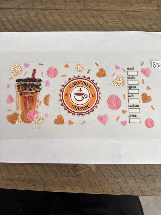 B32 boba tea uvdtf wrap