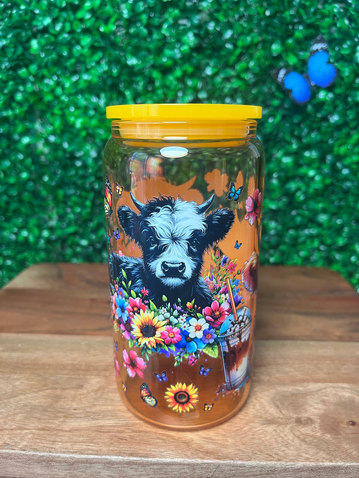 16oz Highland Cow UVDTF Glass Cup