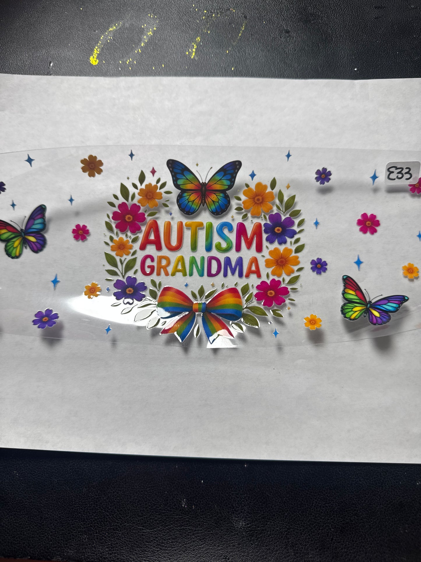 E 33 autism grandma awareness uvdtf wrap