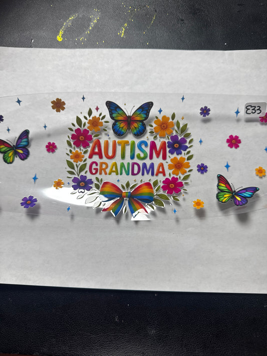 E 33 autism grandma awareness uvdtf wrap