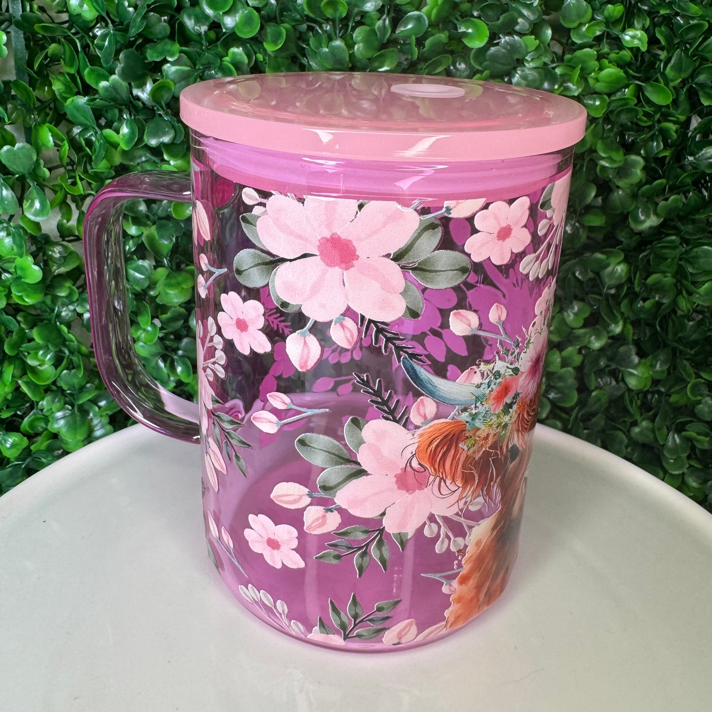17oz Light Pink Highland Cow Mug
