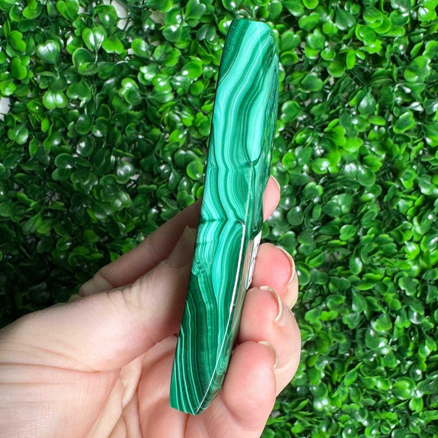 Malachite moon carvings