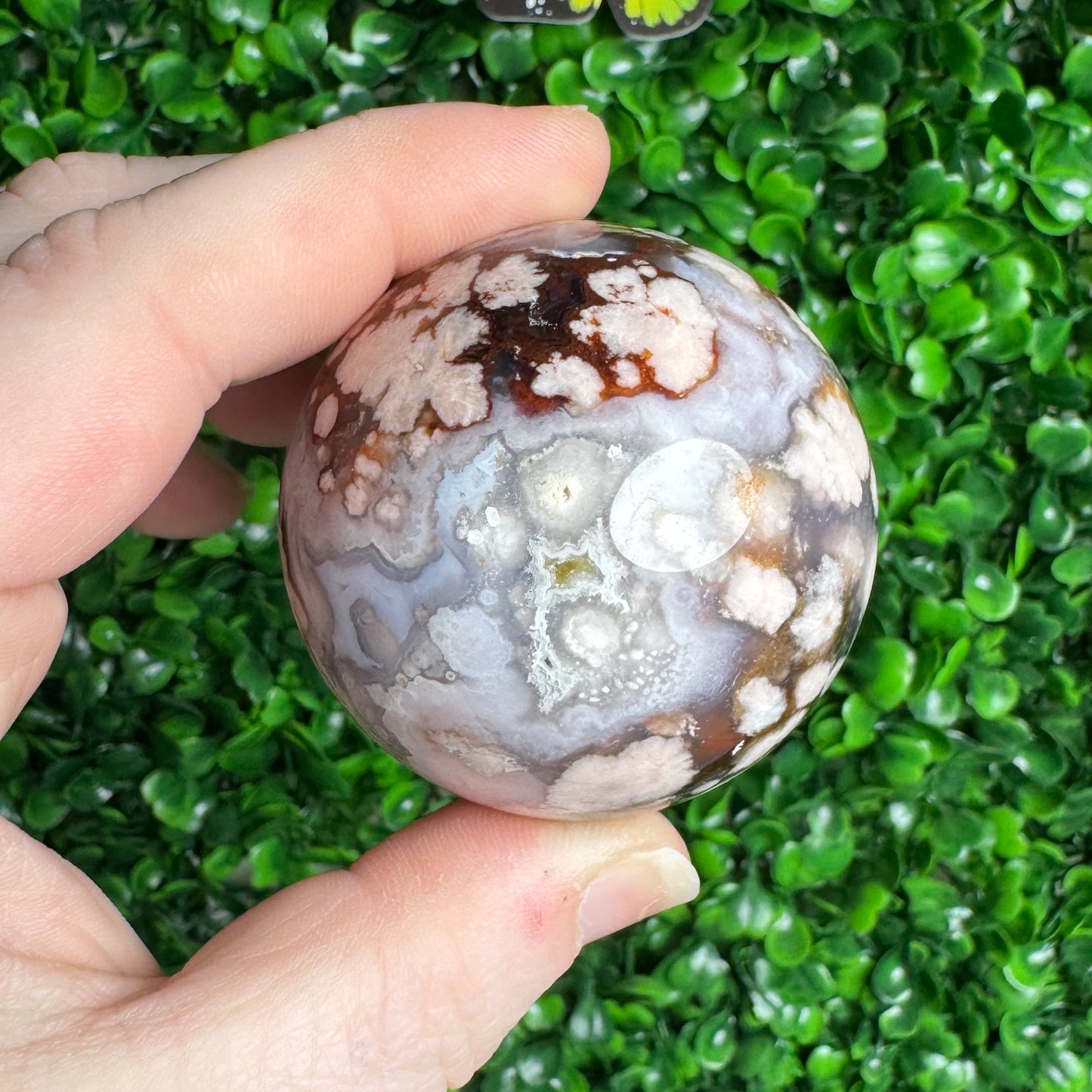 Blue flower agate sphere 42