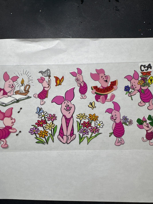 P15 pink with flowers and butterflies character uvdtf