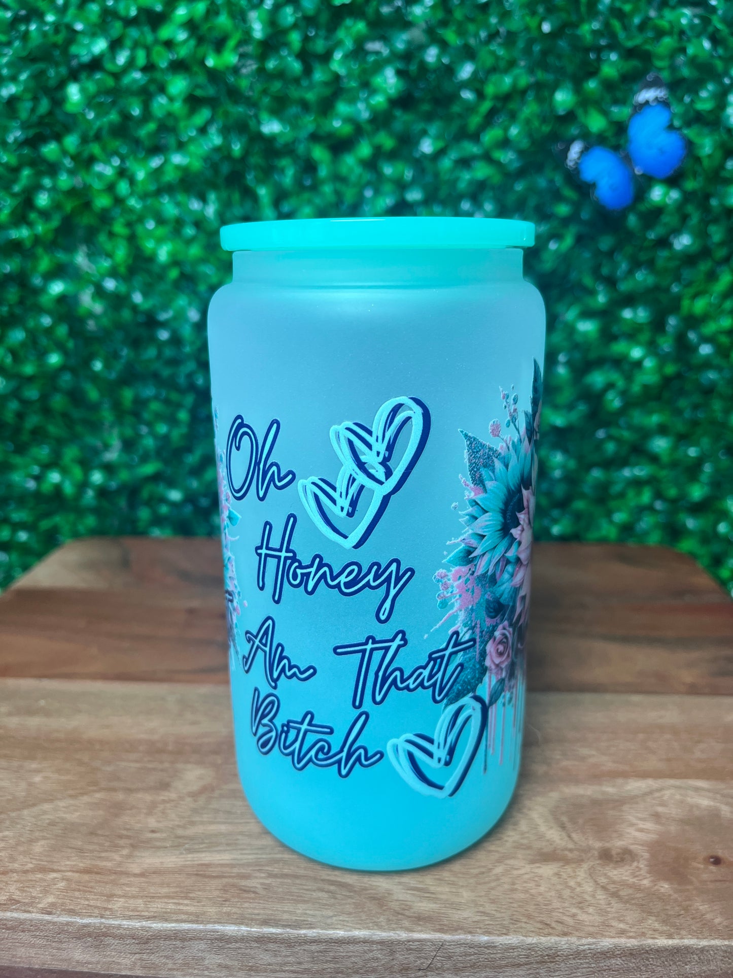 16oz Flower UVDTF Glass Cup