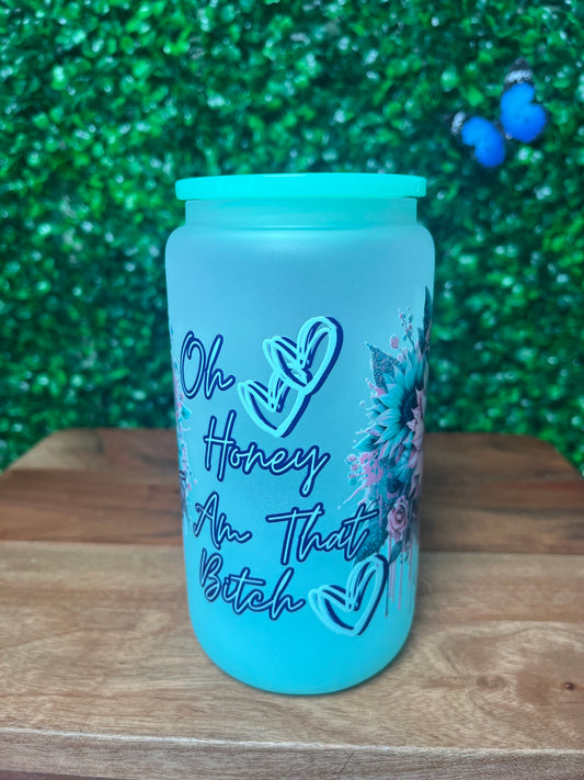 16oz Flower UVDTF Glass Cup