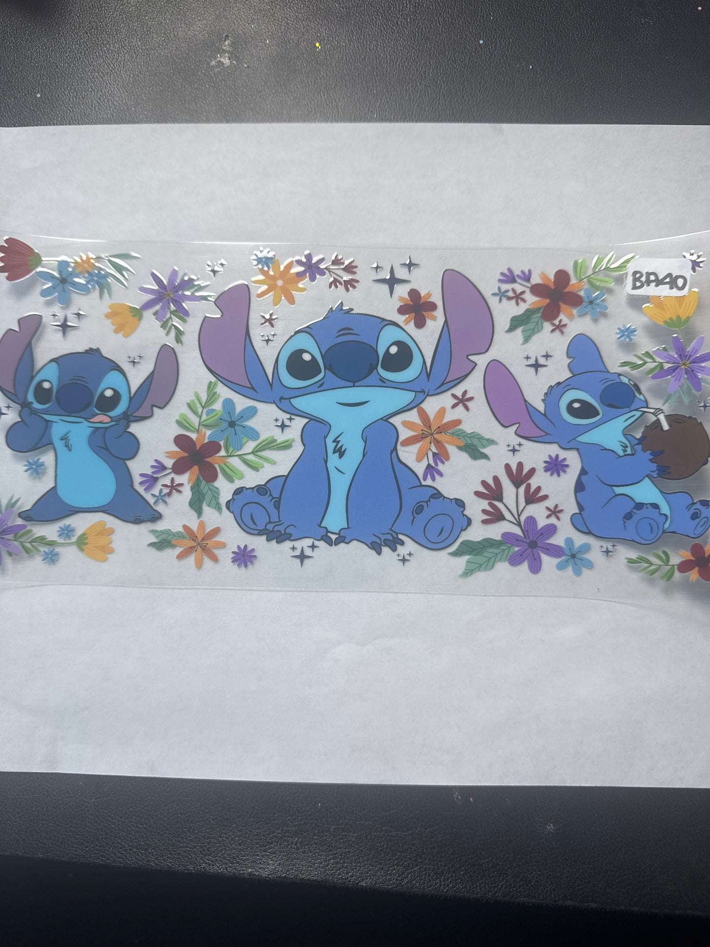 BA Blue alien with flowers uvdtf wrap