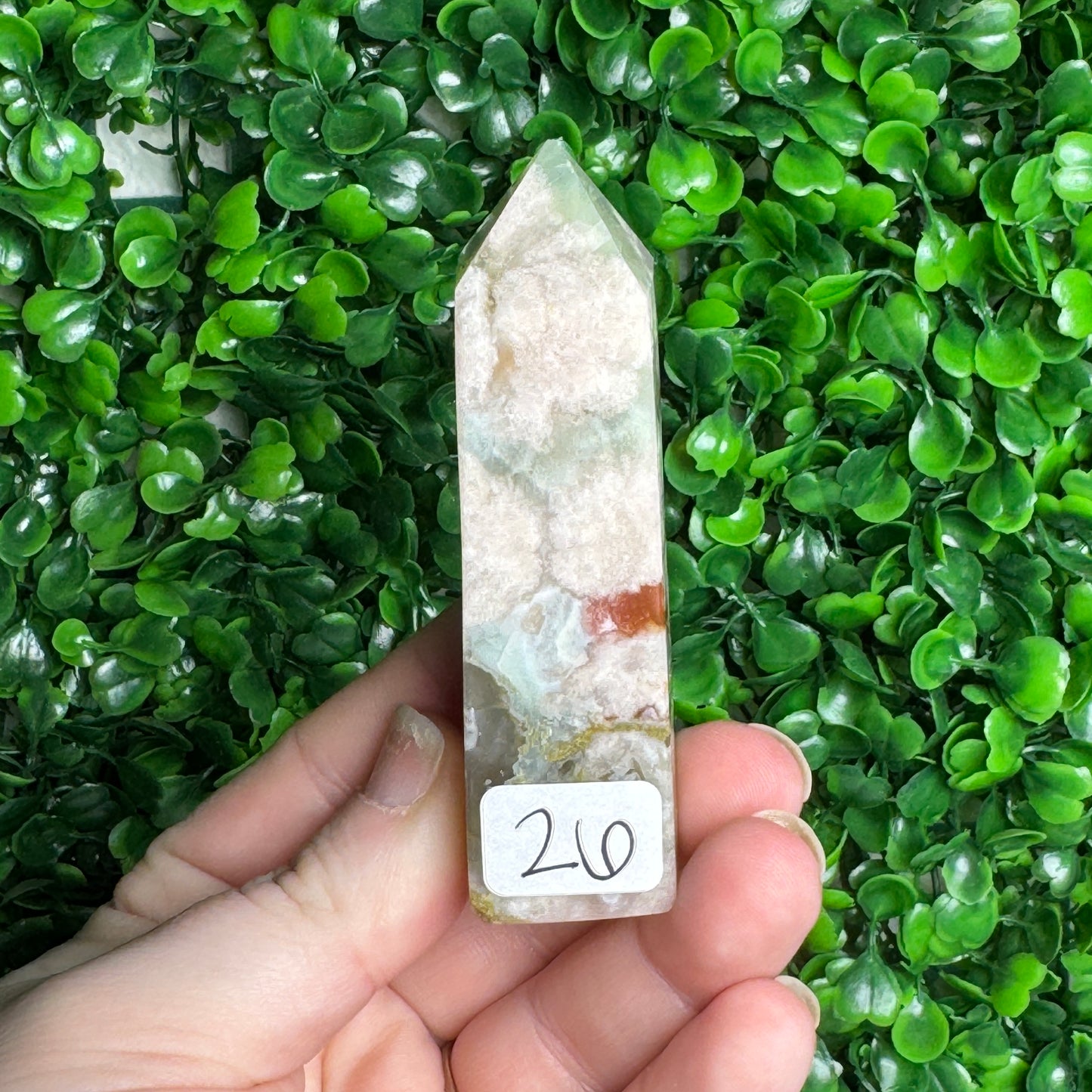 Green Flower Agate Tower