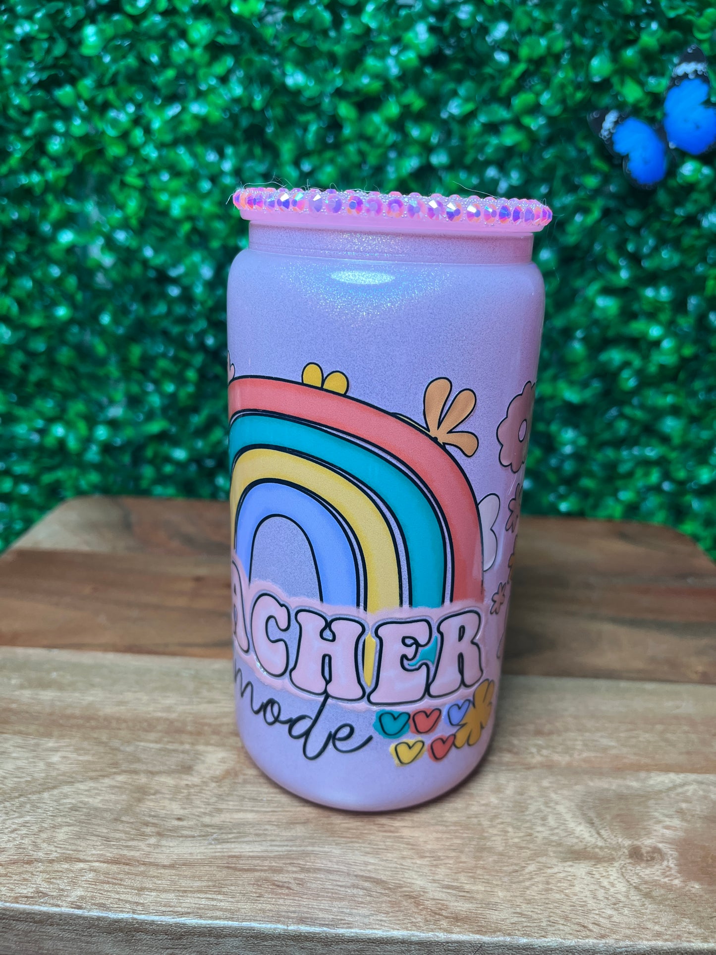 16oz Teacher Rainbow UVDTF Glass Cup