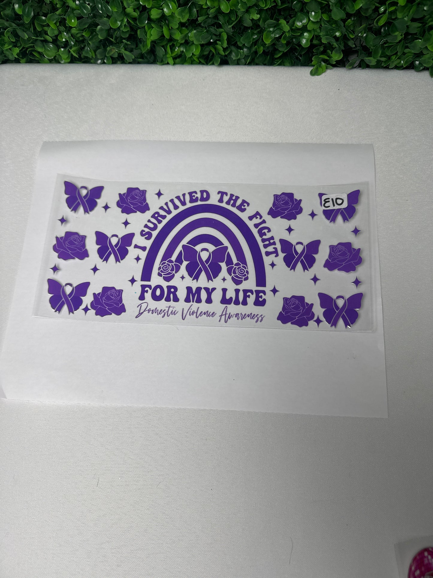 E10 Domestic voilance awareness UVDTF wrap