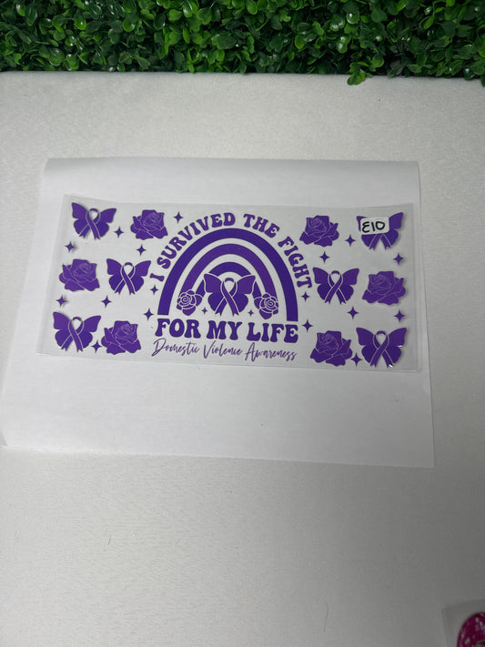 E10 Domestic voilance awareness UVDTF wrap