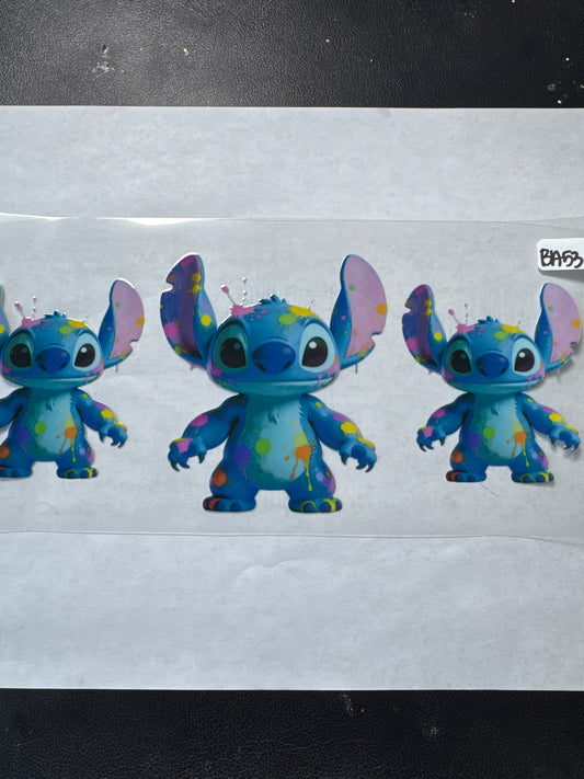 BA 53 Blue alien with paint spots uvdtf wrap