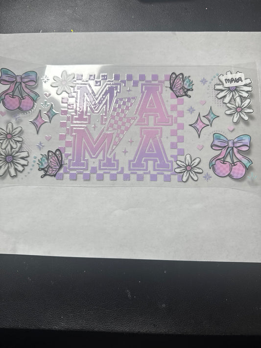 MA69 Purple mama uvdtf wrap with flowers cherries and butterflies