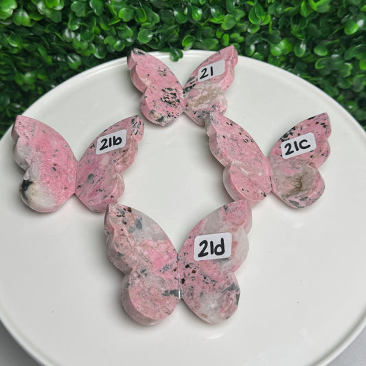 Rhodonite 3D Butterfly Carvings
