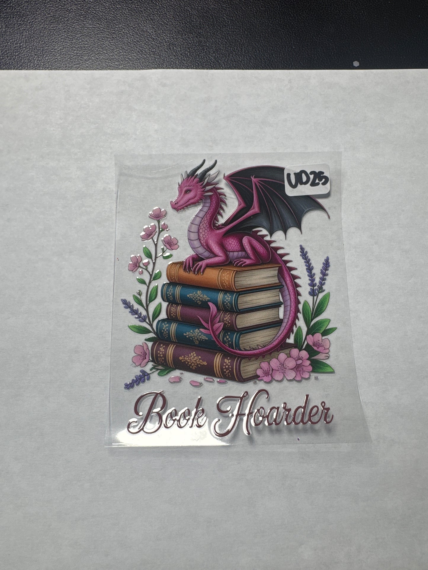 UD25 pink dragons and books uvdtf wrap/decal
