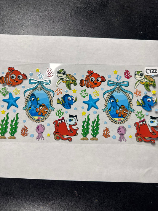 C122 Fish and friends character uvdtf wrap
