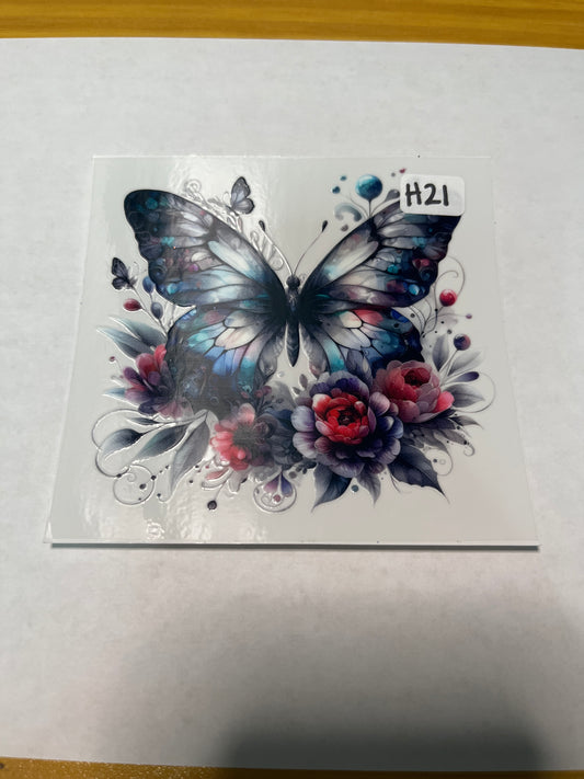 H21 Butterfly Flower UVDTF Wrap