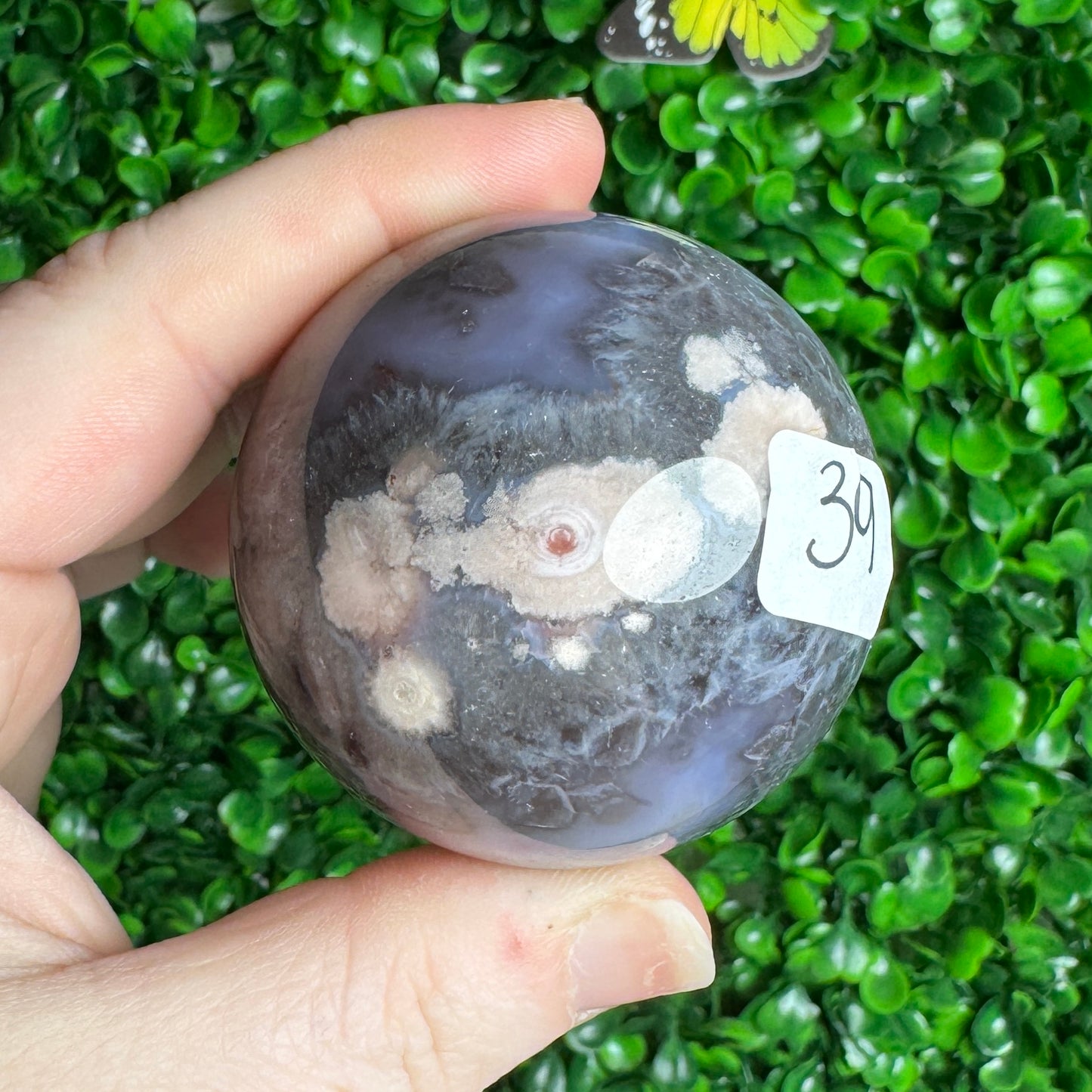 Black Flower Agate Sphere 39