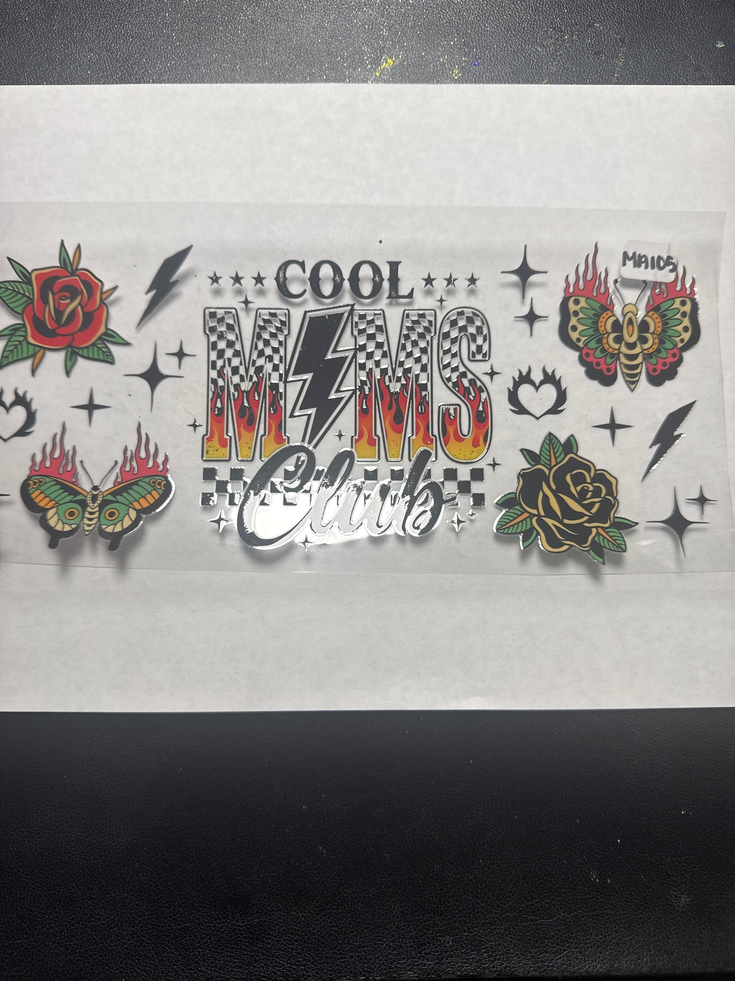 MA105 Cool moms club uvdtf wrap with flowers and moths