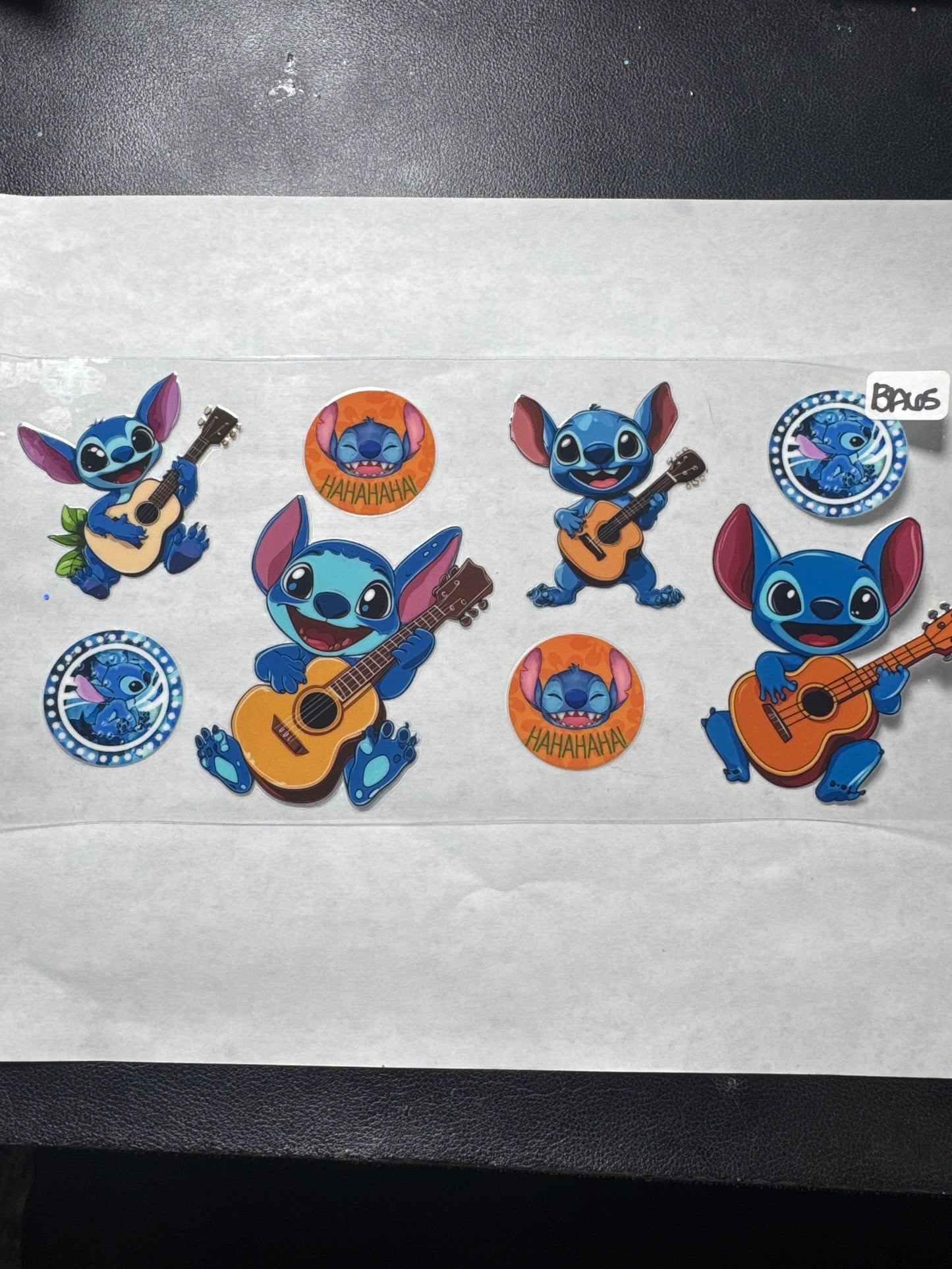 BA65 Blue alien playing a guitar uvdtf wrap