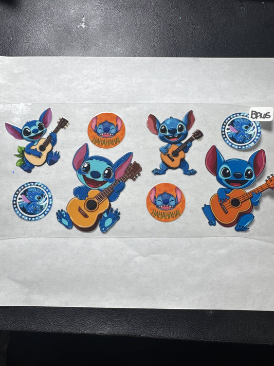 BA65 Blue alien playing a guitar uvdtf wrap