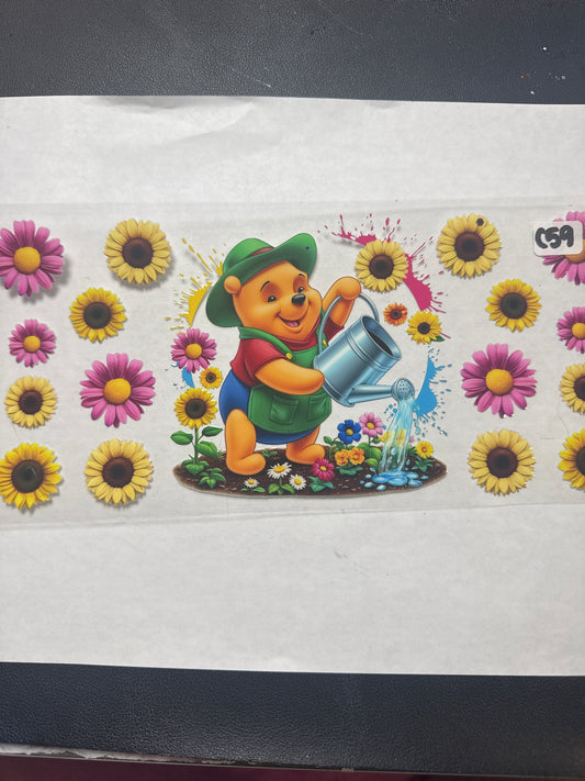 P20 yellow bear watering sun flowers uvdtf