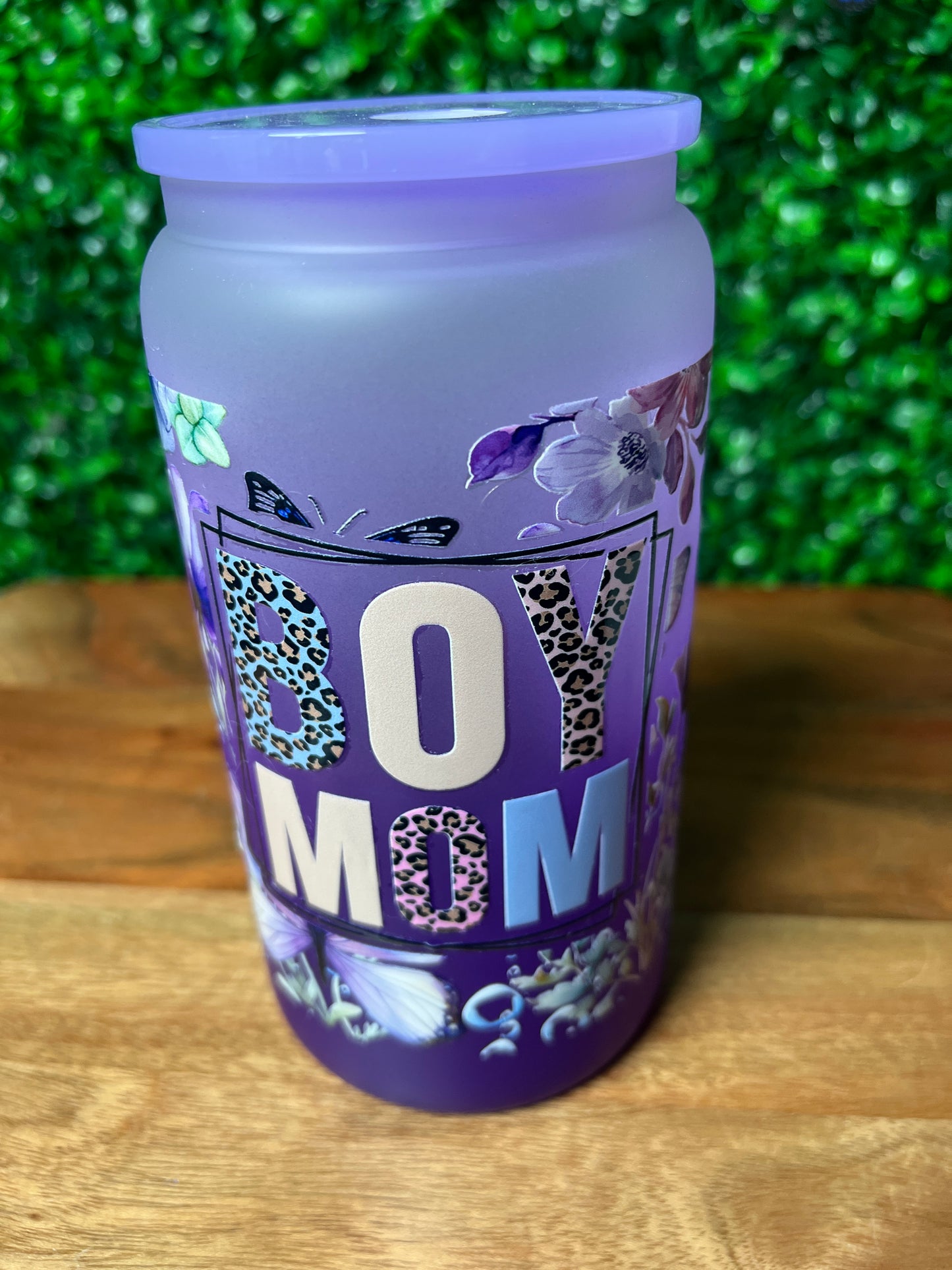 16oz Boy Mom UVDTF Glass Cup