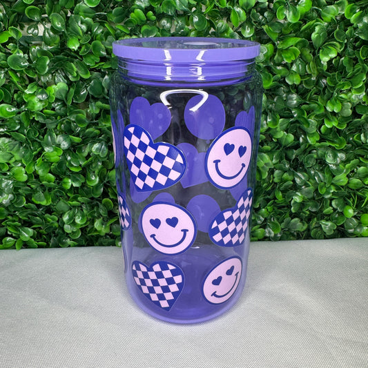 Retro Purple Smiley UVDTF cup