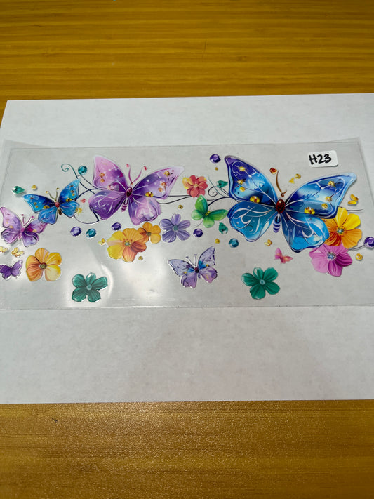 H23 Butterfly Flower UVDTF Wrap