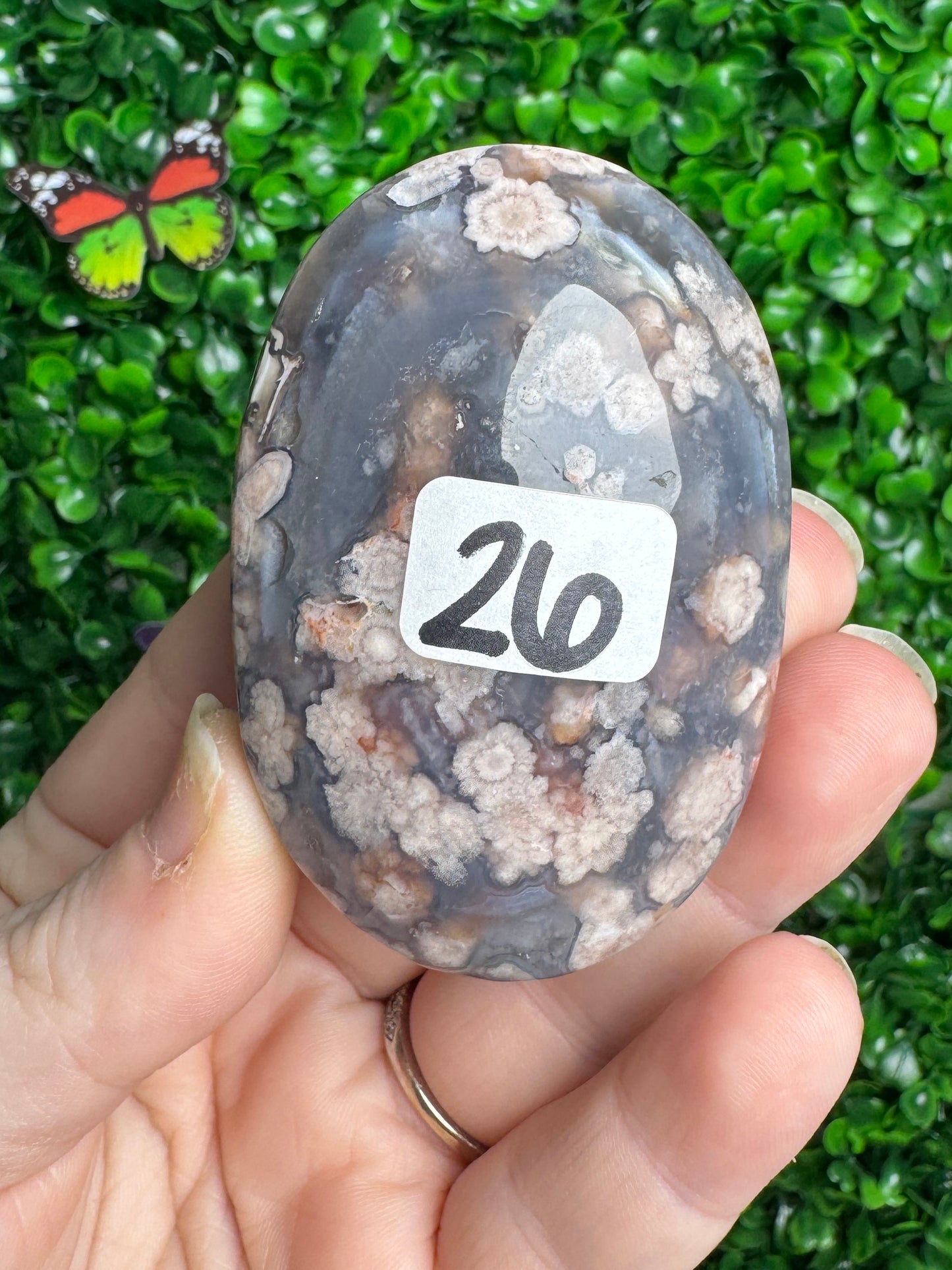 Blue Flower Agate Palm Stones