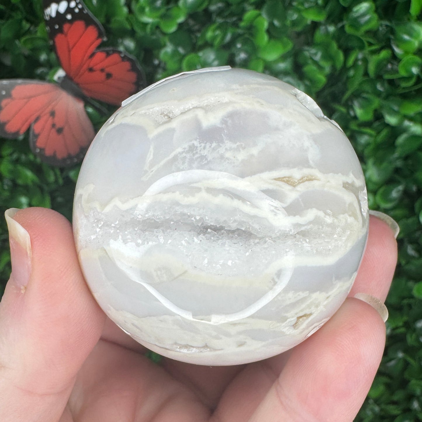 White Plume Agate Sphere