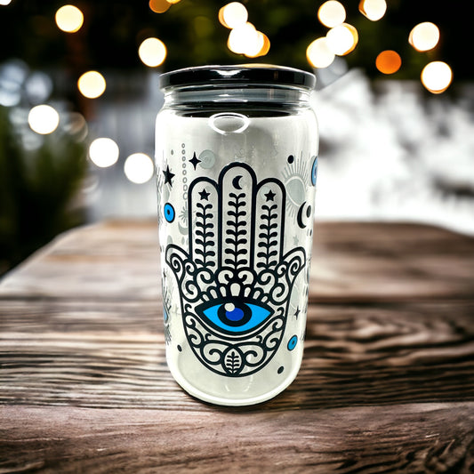 16oz Hamsa hand and evil eye uvdtf cup