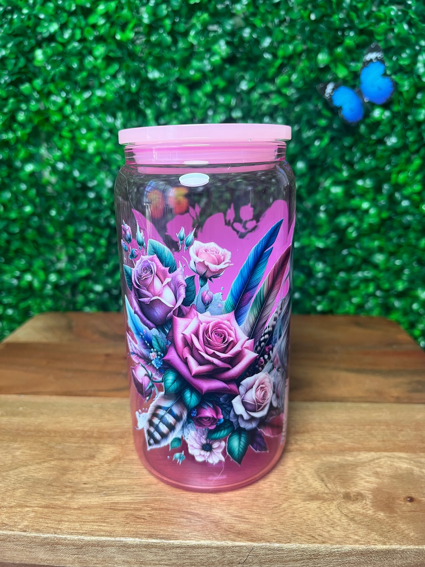 16oz Flowers Girl UVDTF Glass Cup