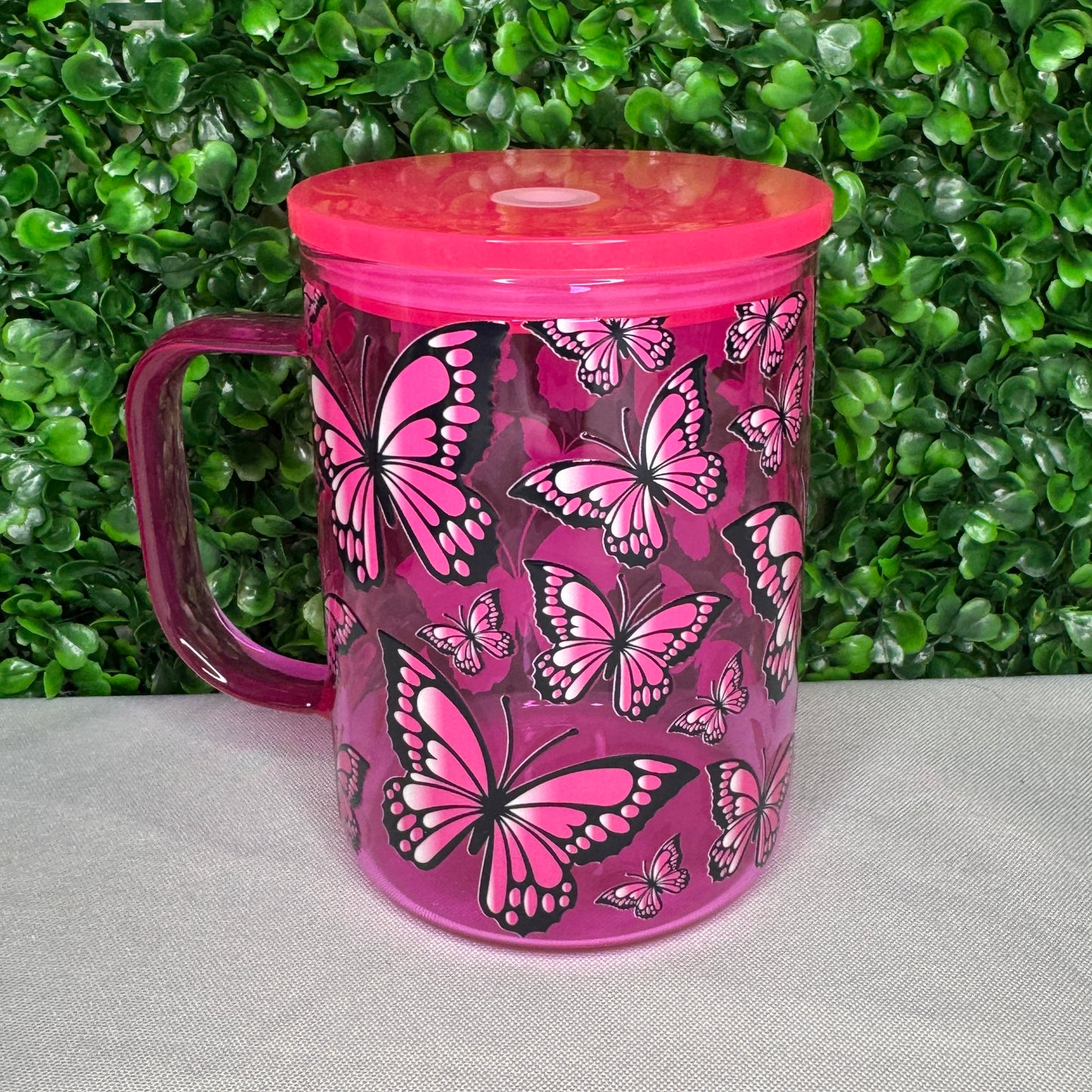 Hot Pink UVDTF Butterly Mug