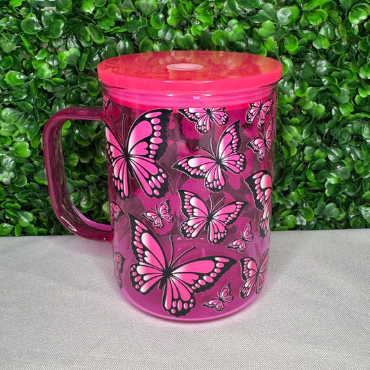 Hot Pink UVDTF Butterly Mug