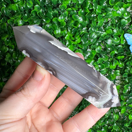 Black Flower Agate DT Carving