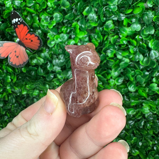 Strawberry Quartz Llama Carving