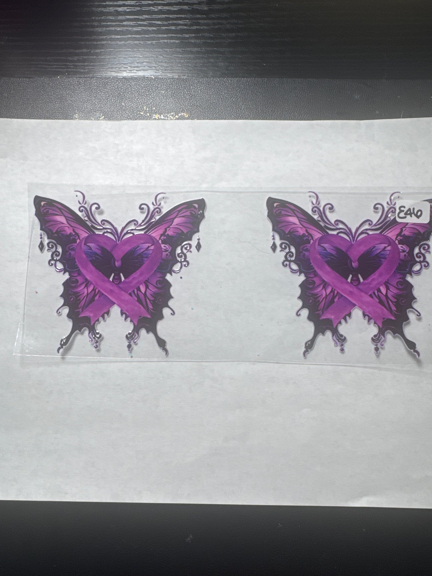 E 46 Purple ribbon and butterfly uvdtf wrap/decal