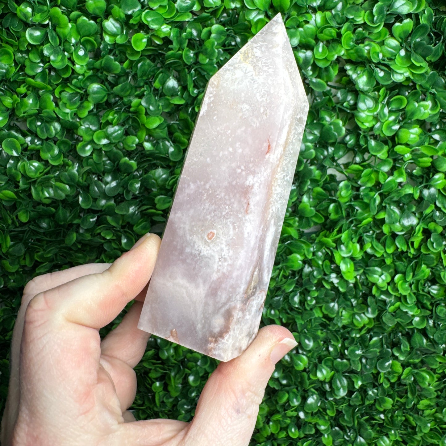 Pink amethyst flower agate tower