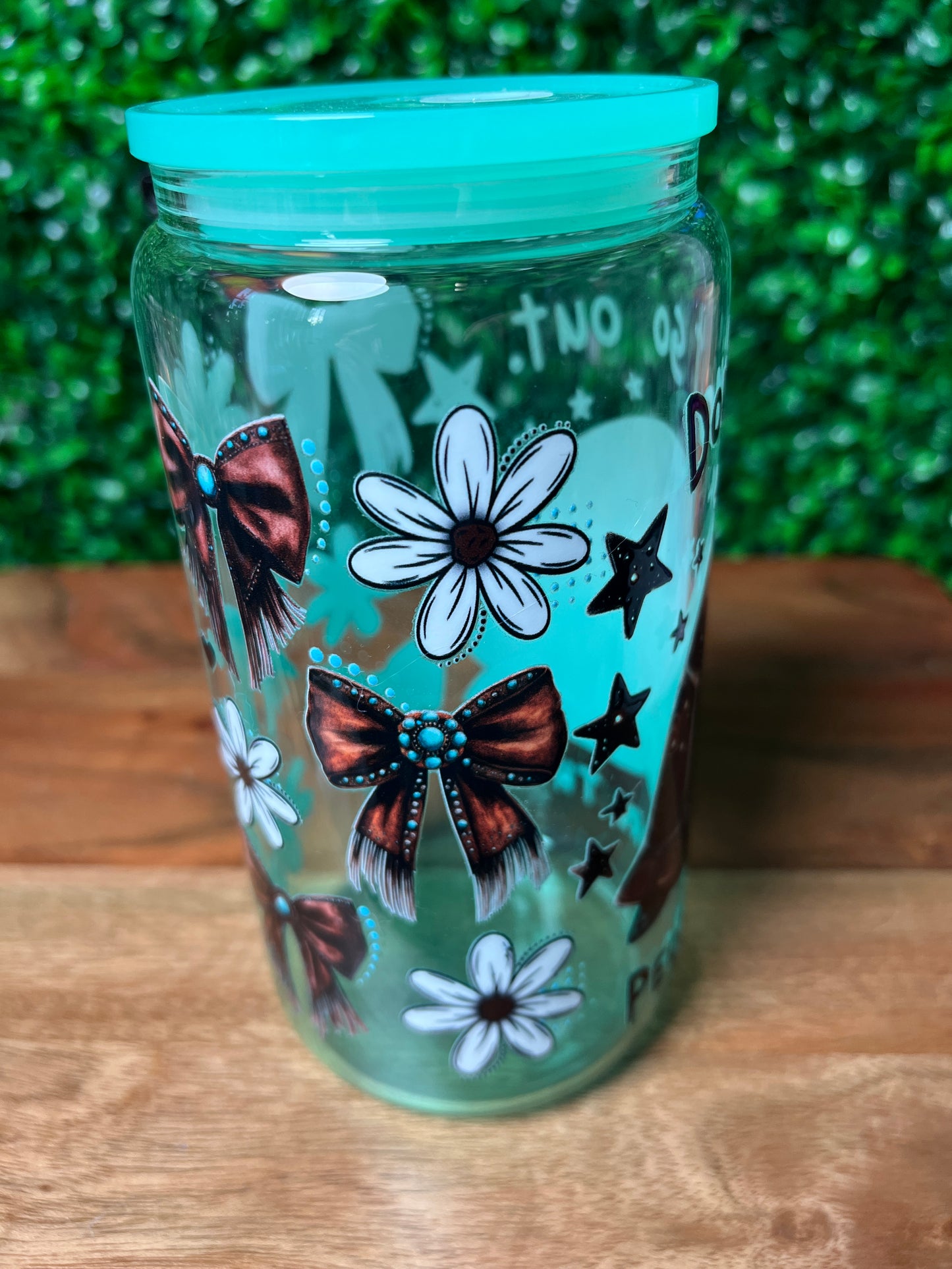 16oz Turtle Flowers UVDTF Glass Cup