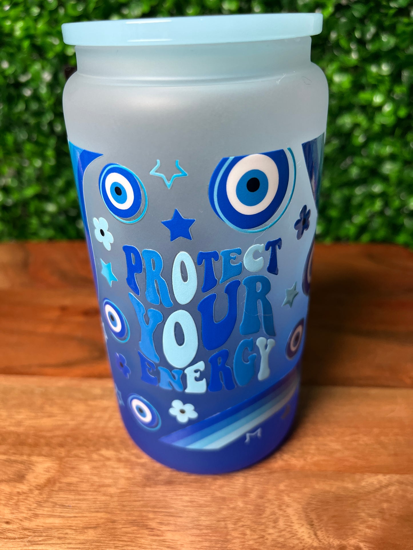 16oz Evil Eye UVDTF Glass Cup