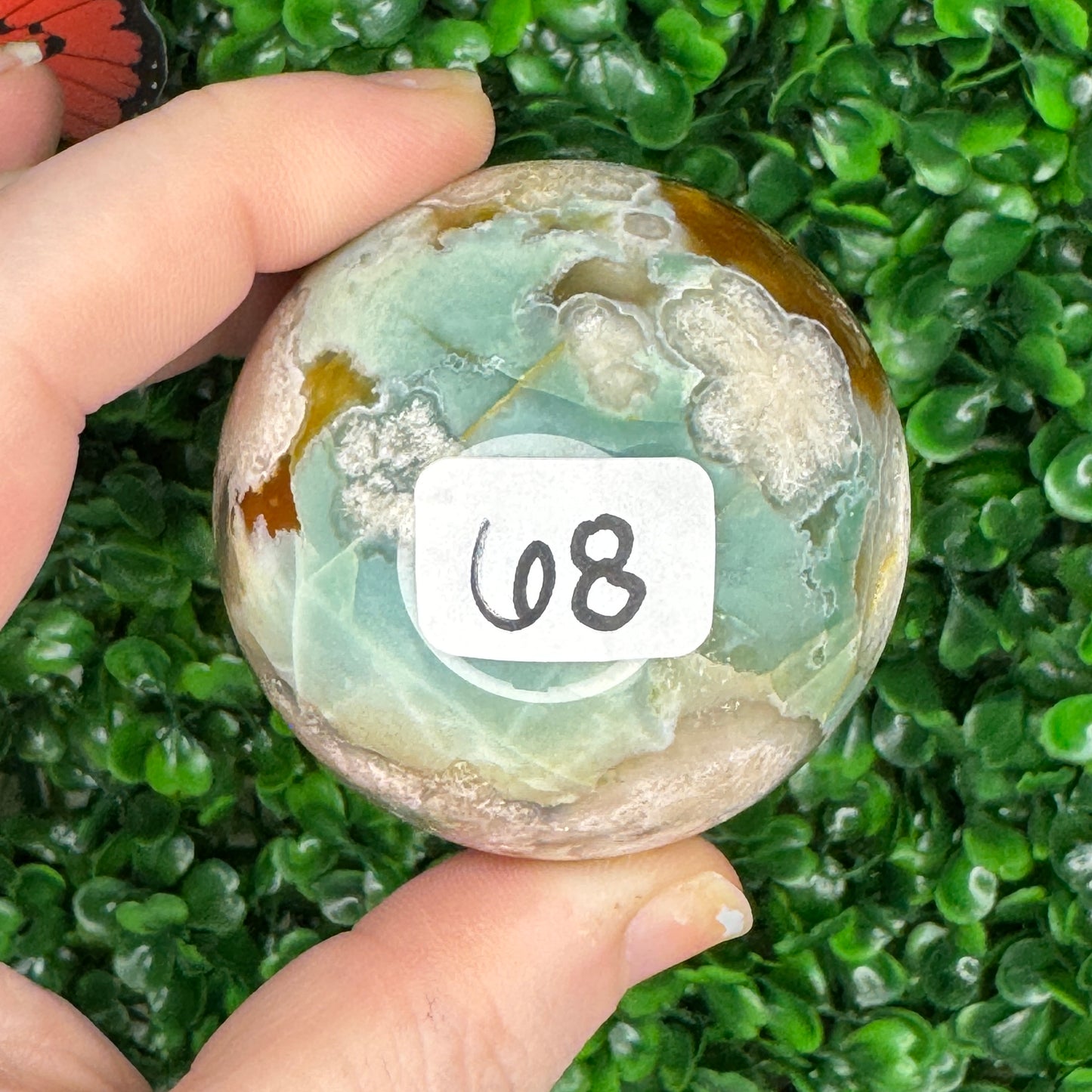 Green Flower Agate Sphere