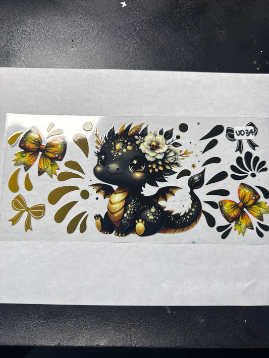 UD34 black and gold dragon uvdtf wrap