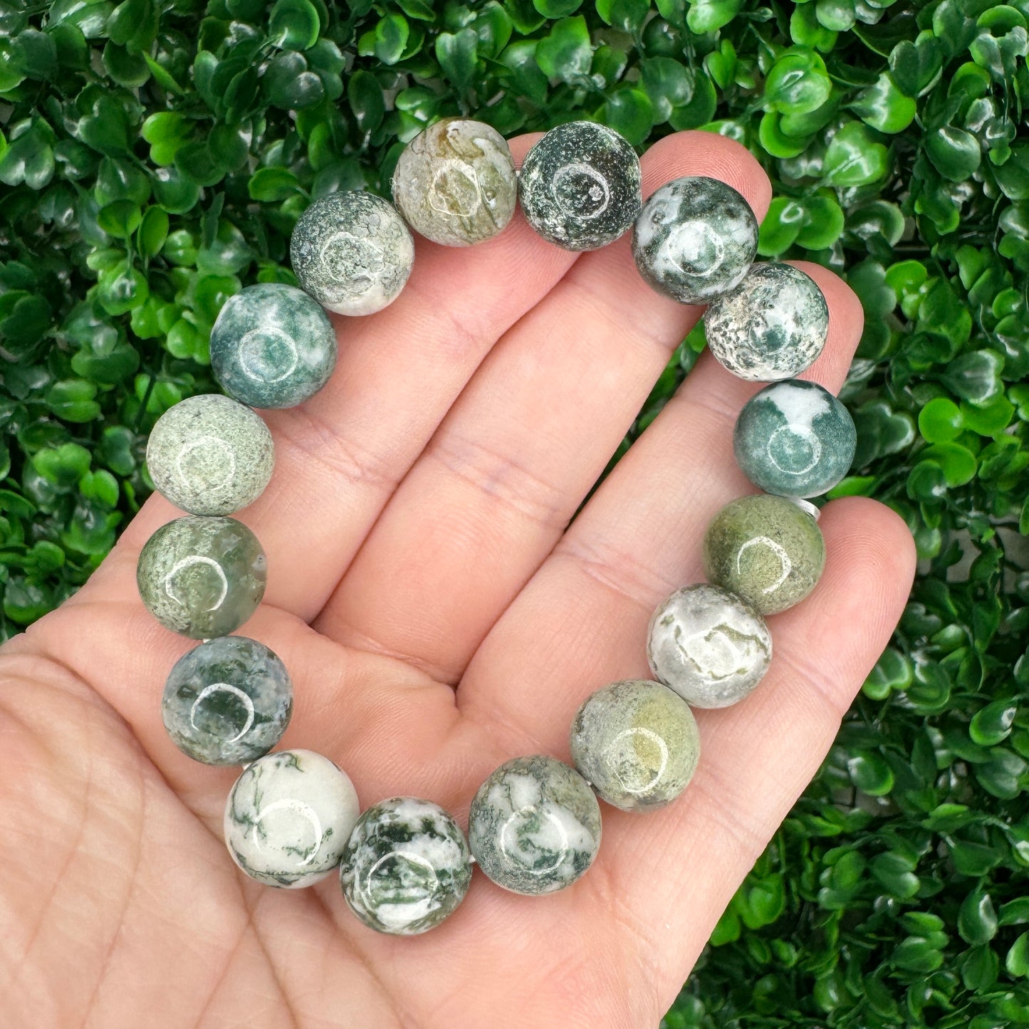 12mm Moss Agate Bracelet