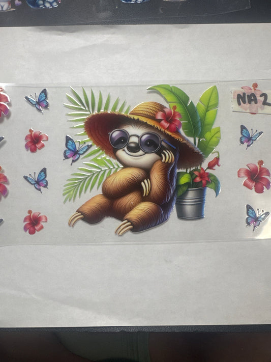 NA2 new animal sloth with plants and flowers