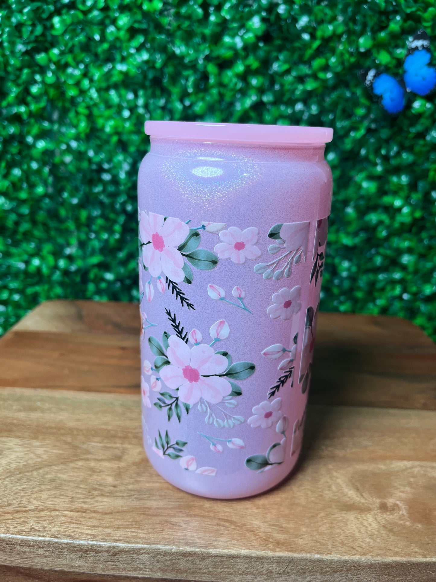 16oz Highland Cow Flowers UVDTF Glass Cup