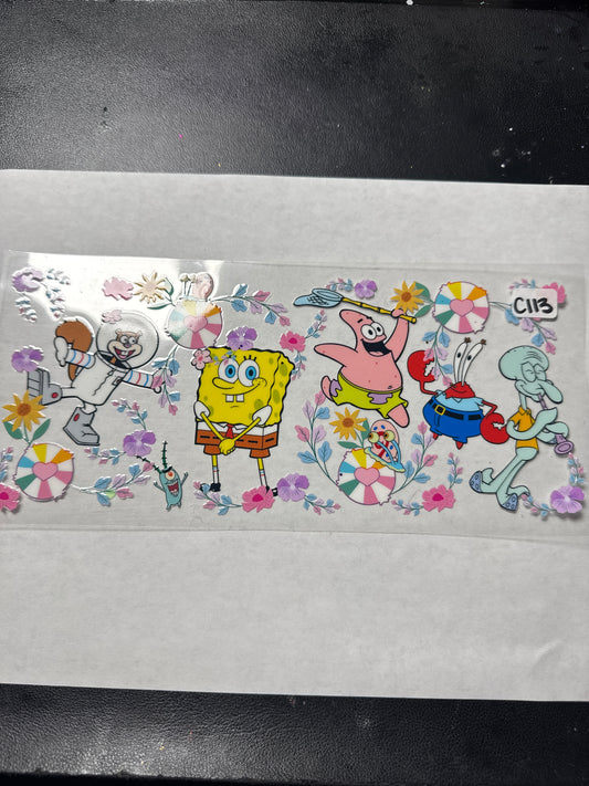 C113 Yellow Sponge and friends uvdtf wrap
