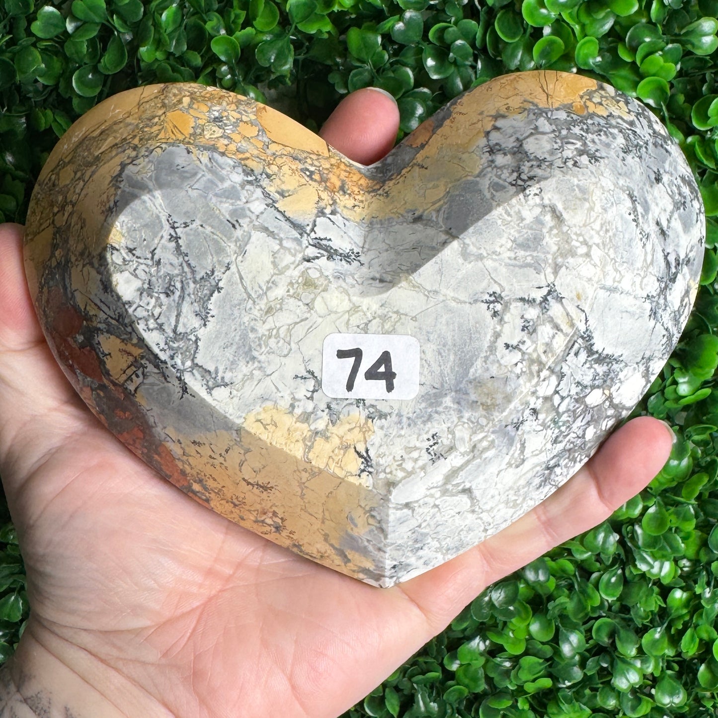 Large Maligano Jasper Heart Bowl Carving